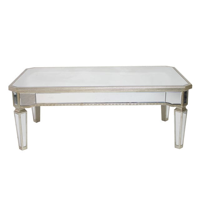 Mirrored Rectangular Coffee Table Antique Ribbed