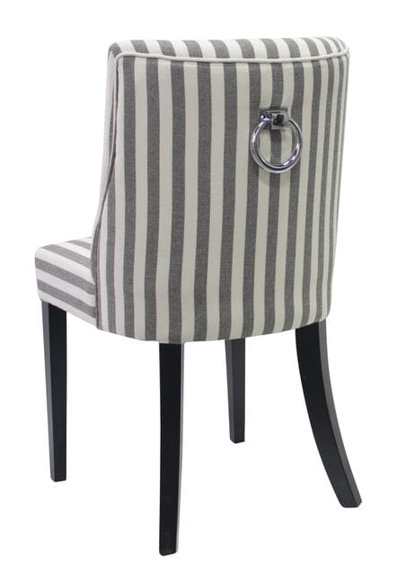 Ophelia Dining Chair Black & White Narrow Stripe with ring