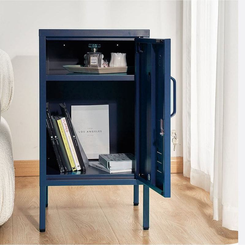 ArtissIn Bedside Table Metal Cabinet - Blue