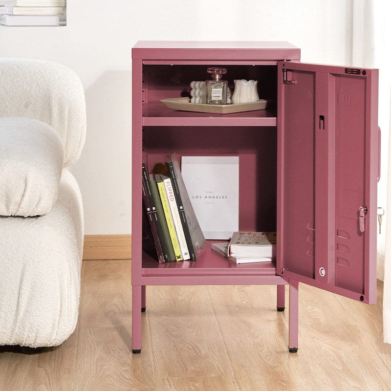 ArtissIn Bedside Table Metal Cabinet - MINI Pink