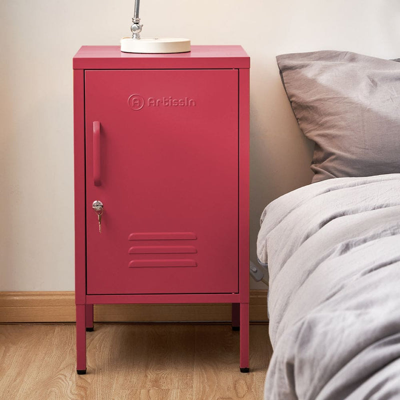 ArtissIn Bedside Table Metal Cabinet - MINI Pink