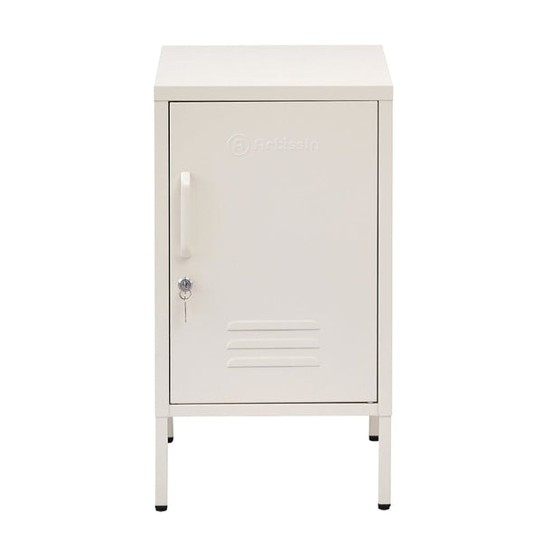 ArtissIn Bedside Table Metal Cabinet - White