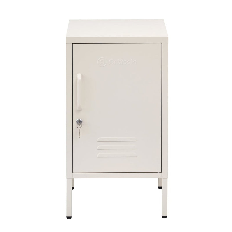 ArtissIn Bedside Table Metal Cabinet - White