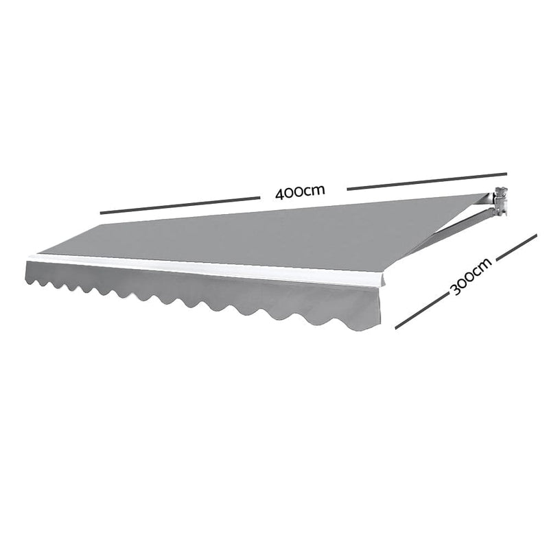 Instahut 4M x 3M Outdoor Folding Arm Awning - Pegru