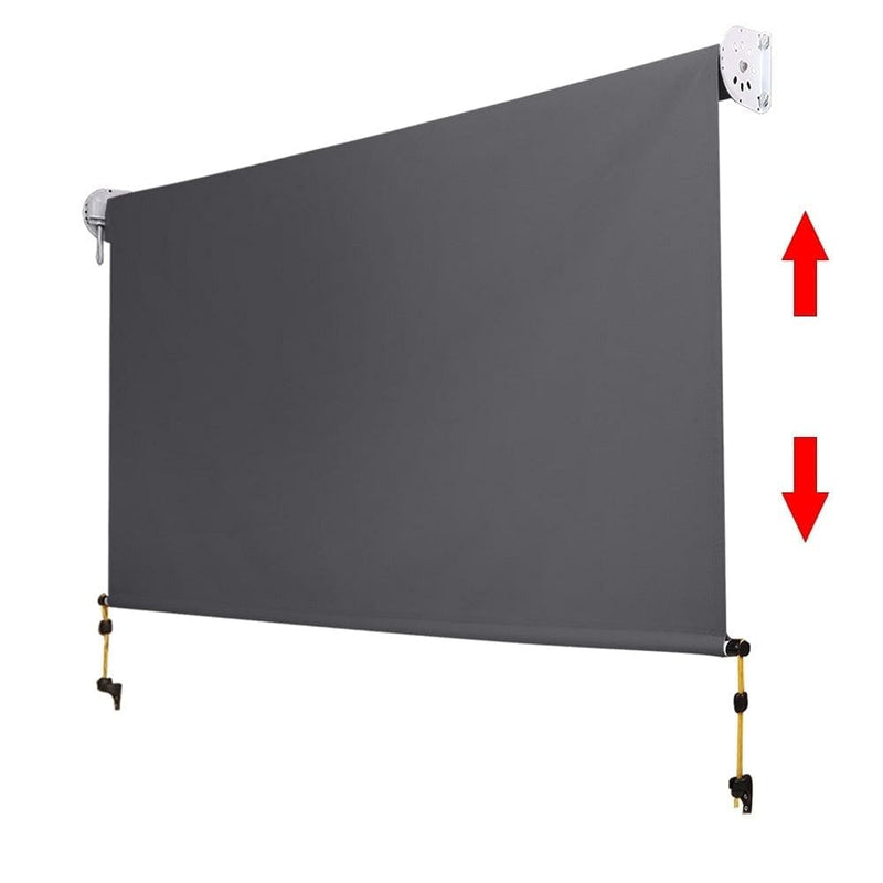 Instahut 2.1m x 2.5m Retractable Roll Down Awning - Grey