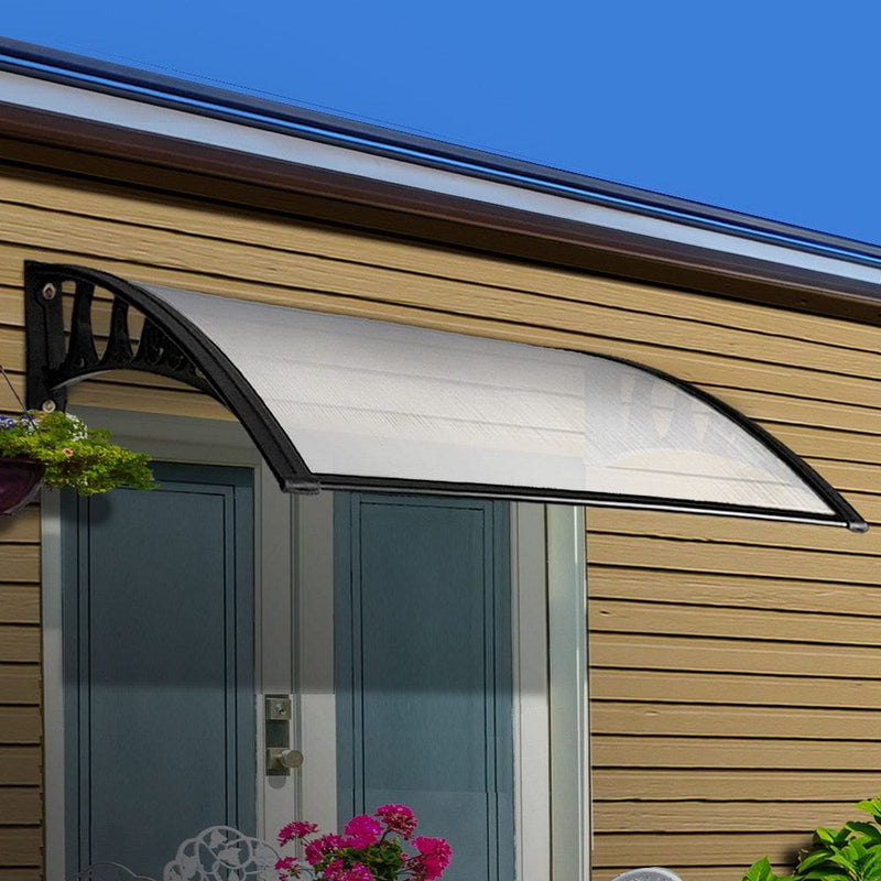 Instahut Window Door Awning 1mx1.5m Transparent Hollow Sheet Plastic Frame