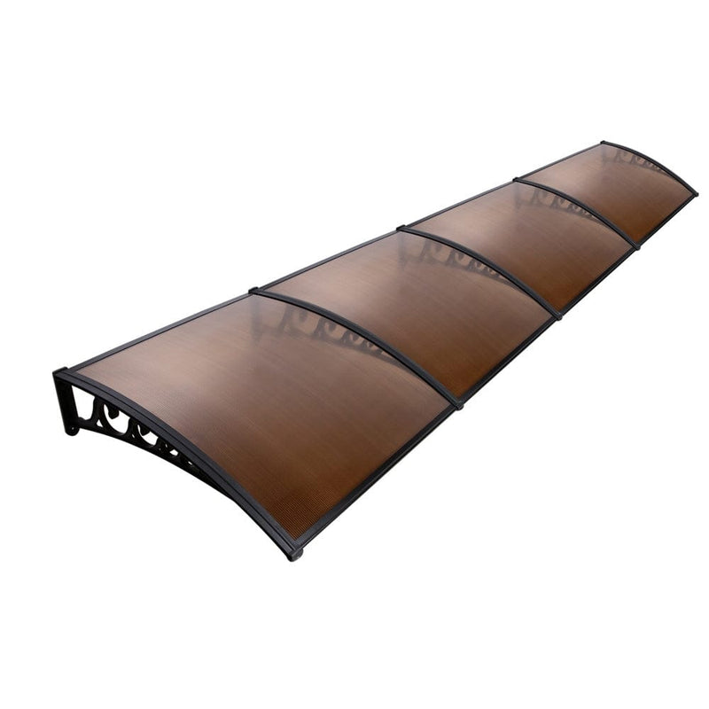 Instahut Window Door Awning 1mx4m Brown Hollow Sheet Plastic Frame