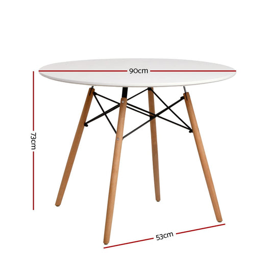 Artiss Dining Table Round White 4 Seater 90CM