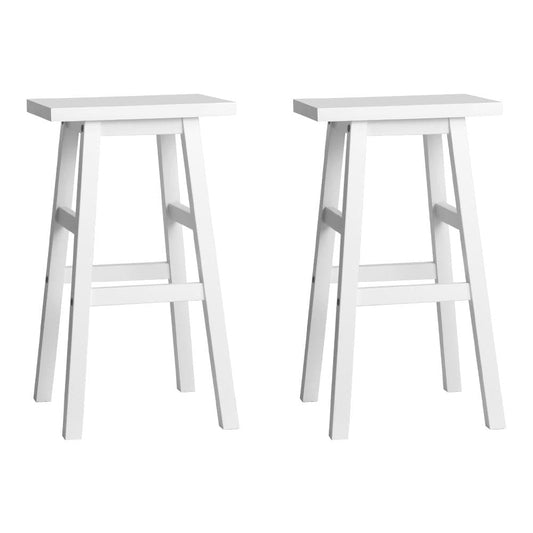 Artiss Bar Stools Kitchen Counter Stools Wooden Chairs White x2