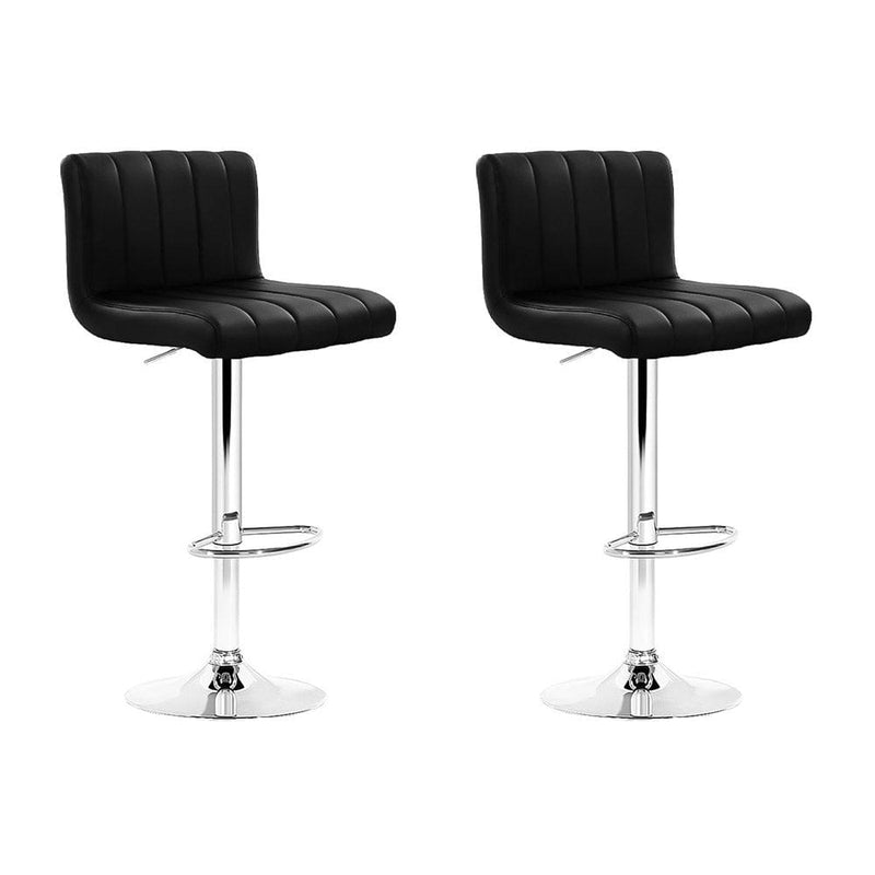 Artiss 2x Bar Stools Gas Lift Leather Chairs Black