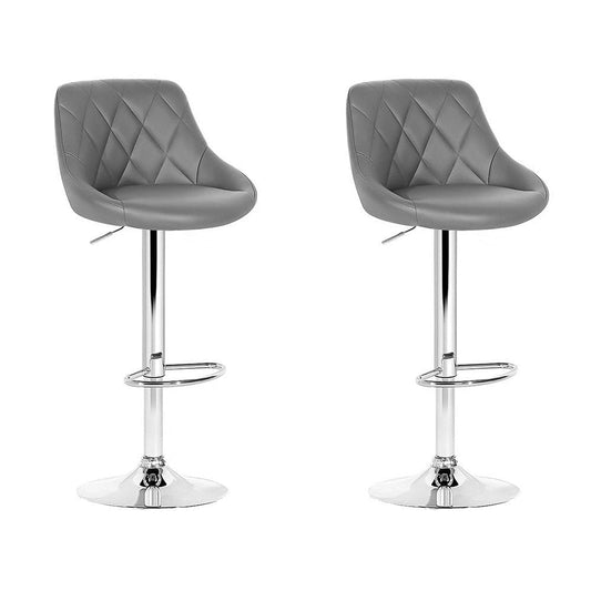 Artiss 2x Bar Stools Leather Padded Gas Lift Grey