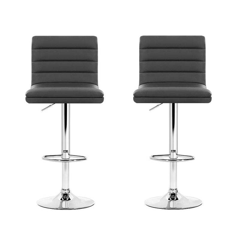 Artiss 2x Bar Stools Padded Leather Gas Lift Grey