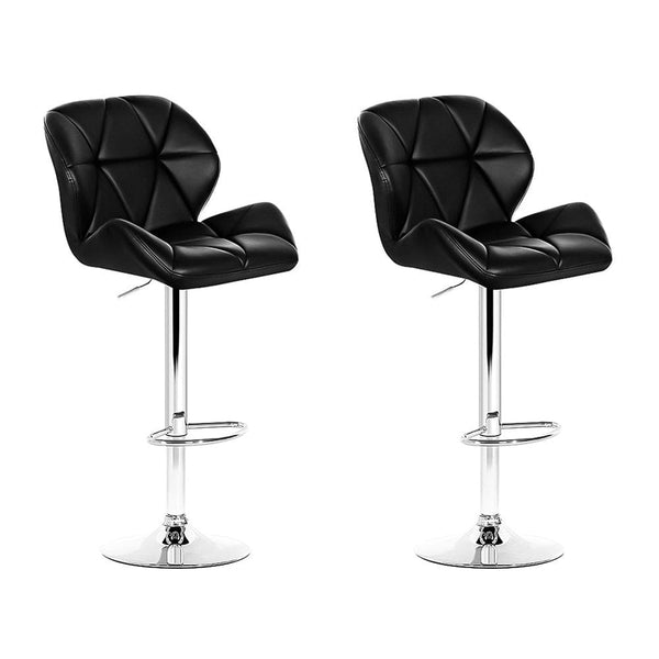 Artiss 2x Bar Stools Gas Lift Padded Leather Black