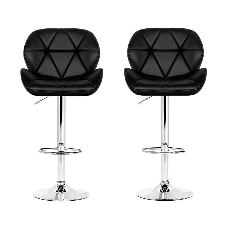 Artiss 2x Bar Stools Gas Lift Padded Leather Black