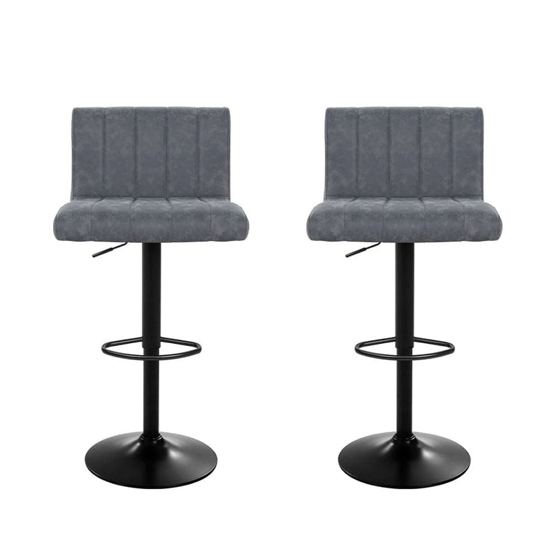 Artiss 2x Bar Stools Vintage Leather Gas Lift Grey