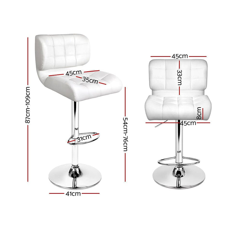 Artiss 4x Bar Stools Gas Lift Leather Padded White