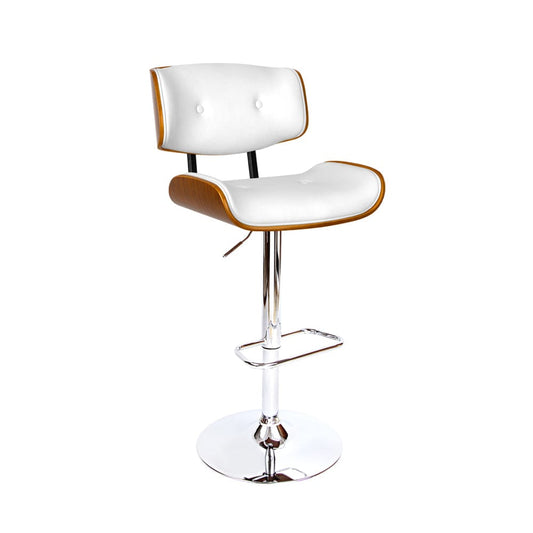 Artiss Bar Stools Gas Lift Leather White