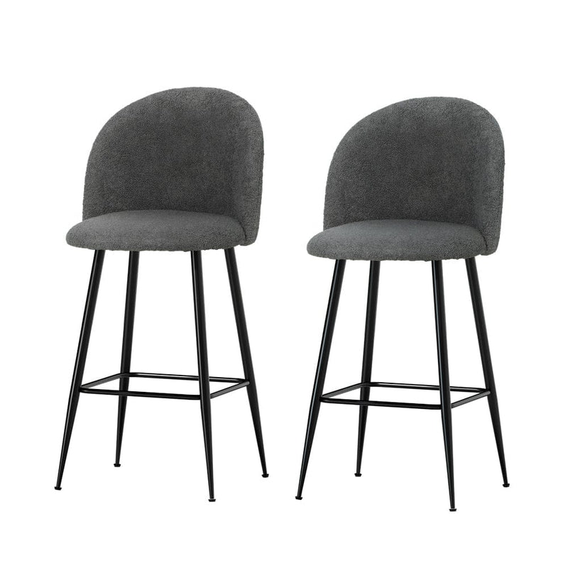 Artiss Bar Stools Kitchen Counter Barstools Sherpa Metal Chairs x2