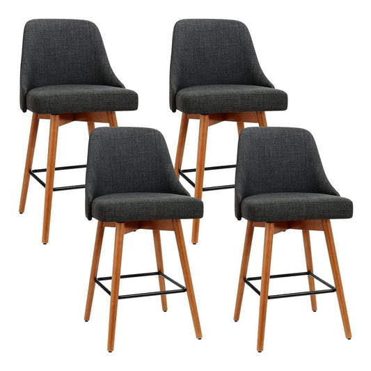 Artiss 4x Bar Stools Swivel Seat Wooden Charcoal