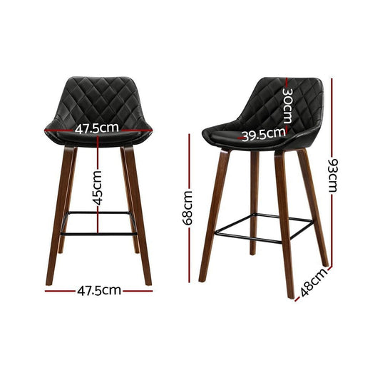 Artiss 2x Bar Stools PU Seat Wooden