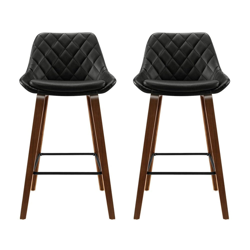 Artiss 2x Bar Stools PU Seat Wooden