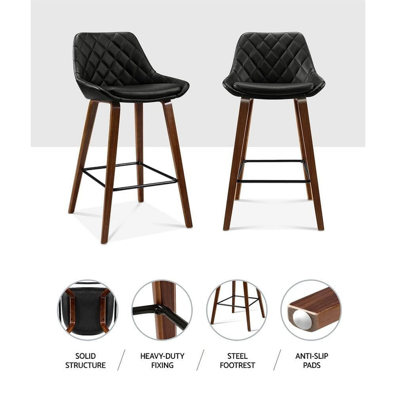 Artiss 2x Bar Stools PU Seat Wooden