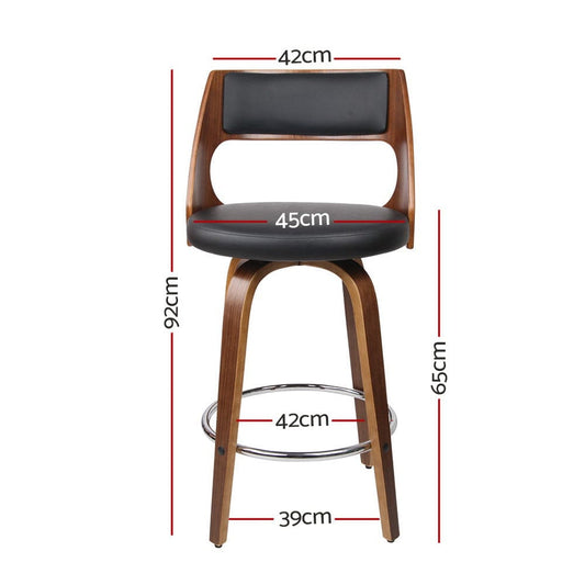 Artiss 2x Bar Stools Swivel Leather Chair 65cm