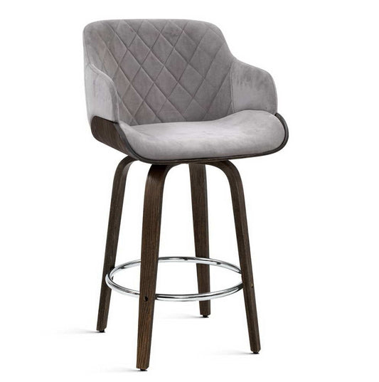 Artiss Bar Stools Swivel Velvet Padded Wooden