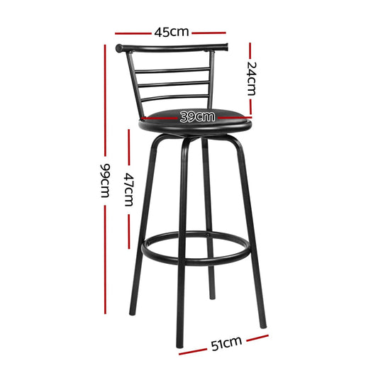 Artiss 2x Bar Stools Swivel Leather Padded Metal