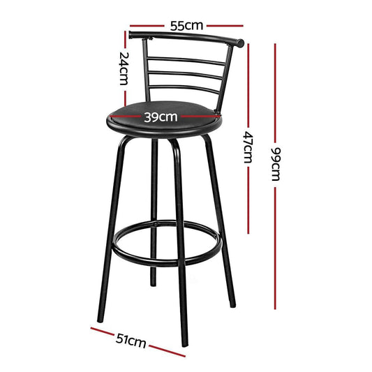 Artiss 4x Bar Stools Swivel Leather Padded Metal