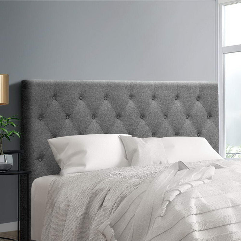 Artiss Bed Head Queen Size Fabric - CAPPI Grey