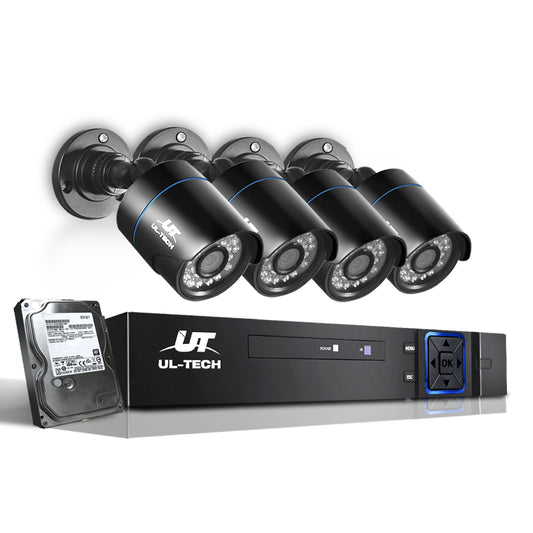 UL-tech CCTV Security System 4CH DVR 4 Cameras 2TB Hard Drive