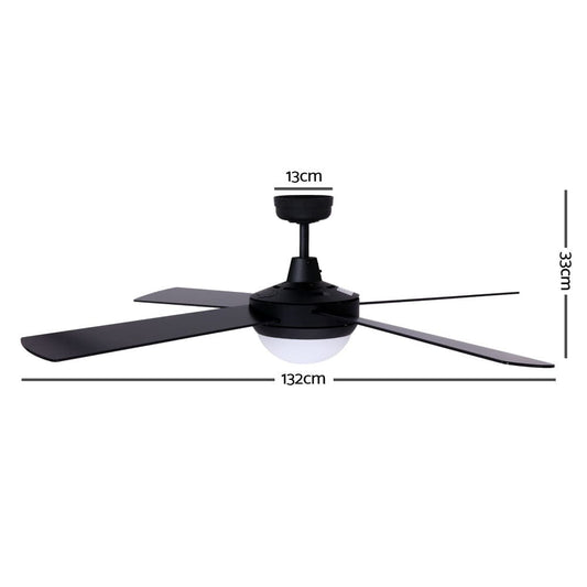 Devanti 52'' Ceiling Fan AC Motor w/Light w/Remote - Black