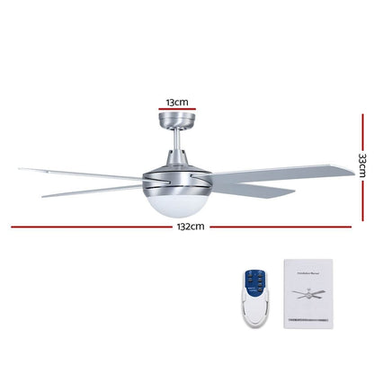 Devanti 52'' Ceiling Fan AC Motor w/Light w/Remote - Silver