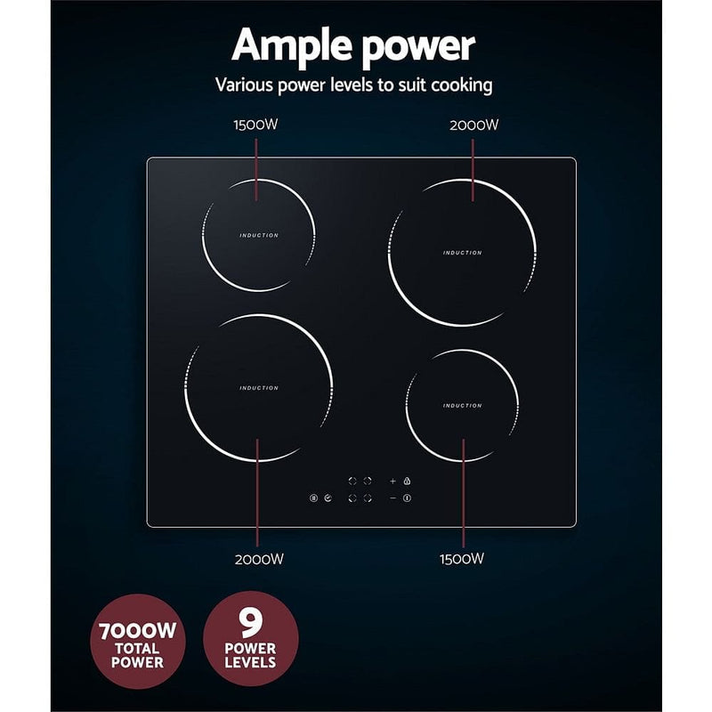 Devanti Induction Cooktop 60cm Ceramic Glass 4 Buner