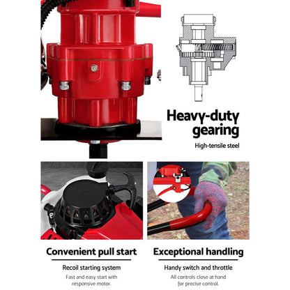 Giantz 92CC Post Hole Digger Motor Only Engine Petrol Red