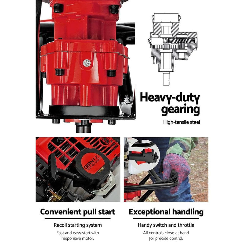 Giantz Post Hole Diggers 92CC Petrol Digger Extension Auger Bits