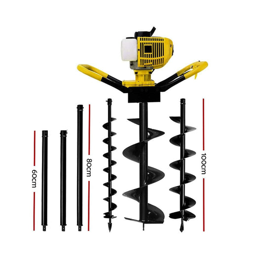 Giantz 80CC Petrol Post Hole Digger Auger Extension Bits Kits