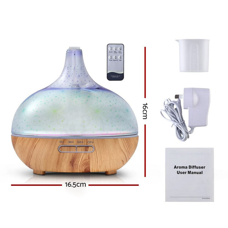 Devanti Aroma Diffuser Aromatherapy 3D Glass 400ml