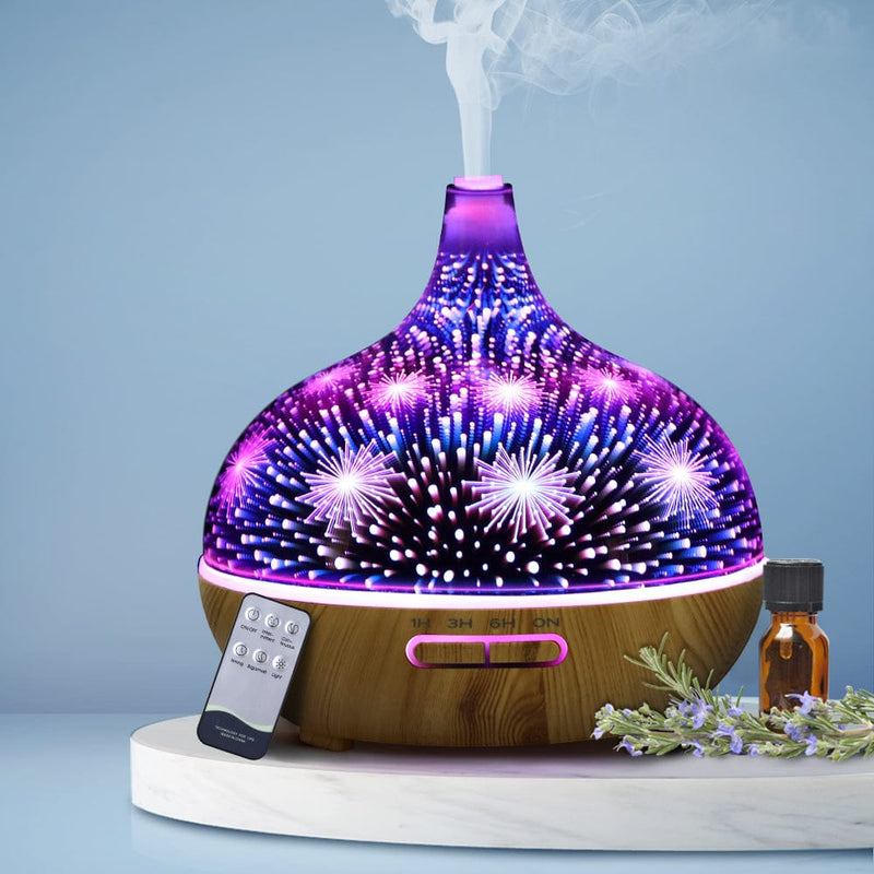 Devanti Aroma Diffuser Aromatherapy 3D Glass 400ml