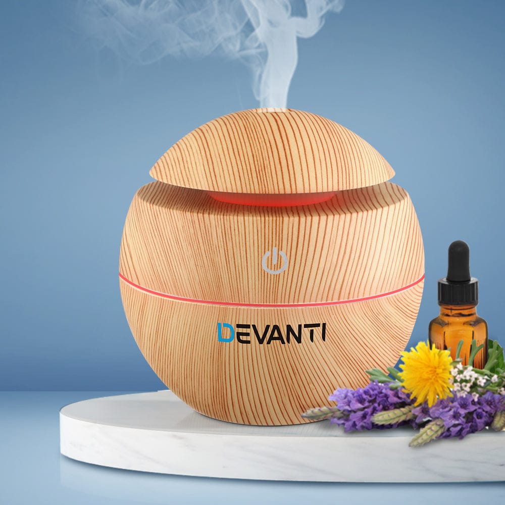 Devanti Aroma Diffuser Aromatherapy Light Wood 130ml