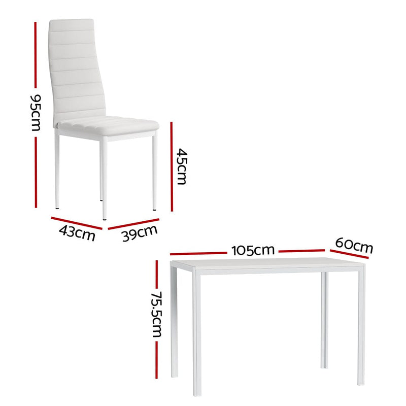 Artiss Dining Chairs and Table Dining Set 4 Chair Set Of 5 White