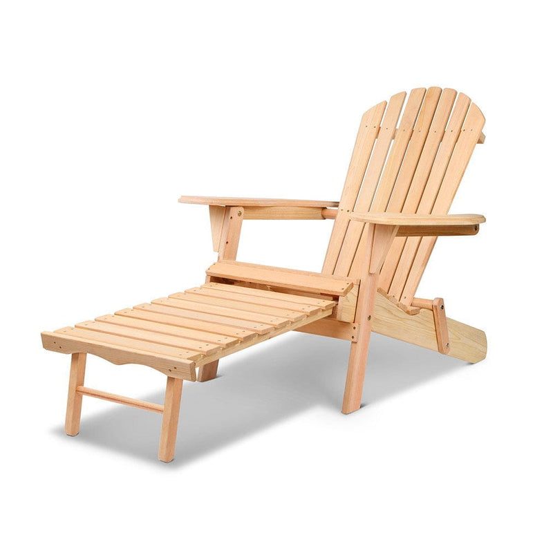 Gardeon Adirondack Outdoor Chairs Wooden Sun Lounge Patio Furniture Garden Natural