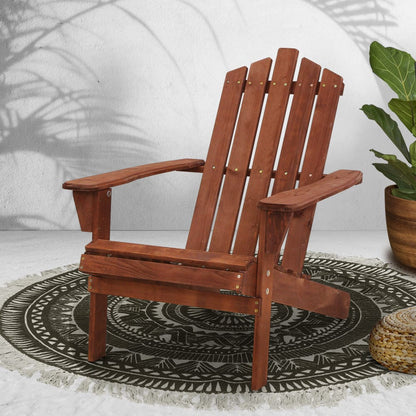 Gardeon Adirondack Outdoor Chairs Wooden Beach Chair Patio Furniture Garden Brown