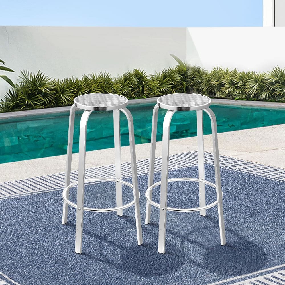 Gardeon 2x Outdoor Bar Stools Aluminum