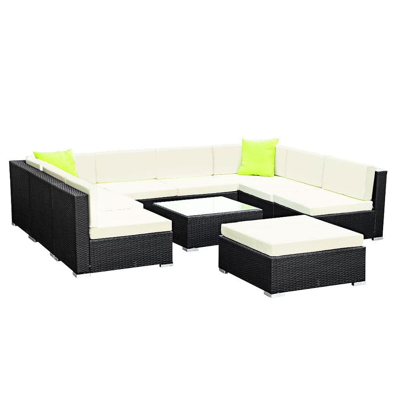 Gardeon 10-Piece Outdoor Sofa Set Wicker Couch Lounge Setting Cover