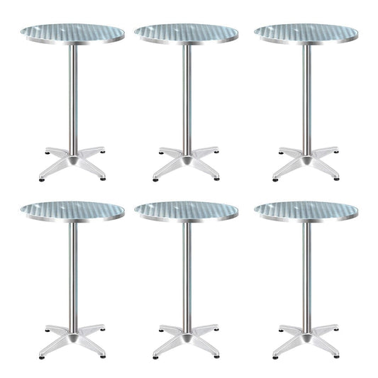 Gardeon Set of 6 Outdoor Bar Table Aluminium Round 70/110CM