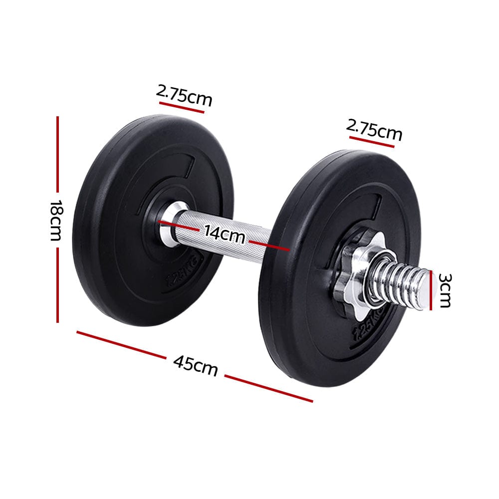 Everfit 10kg Dumbbell Set Weight Plates Dumbbells Lifting Bench