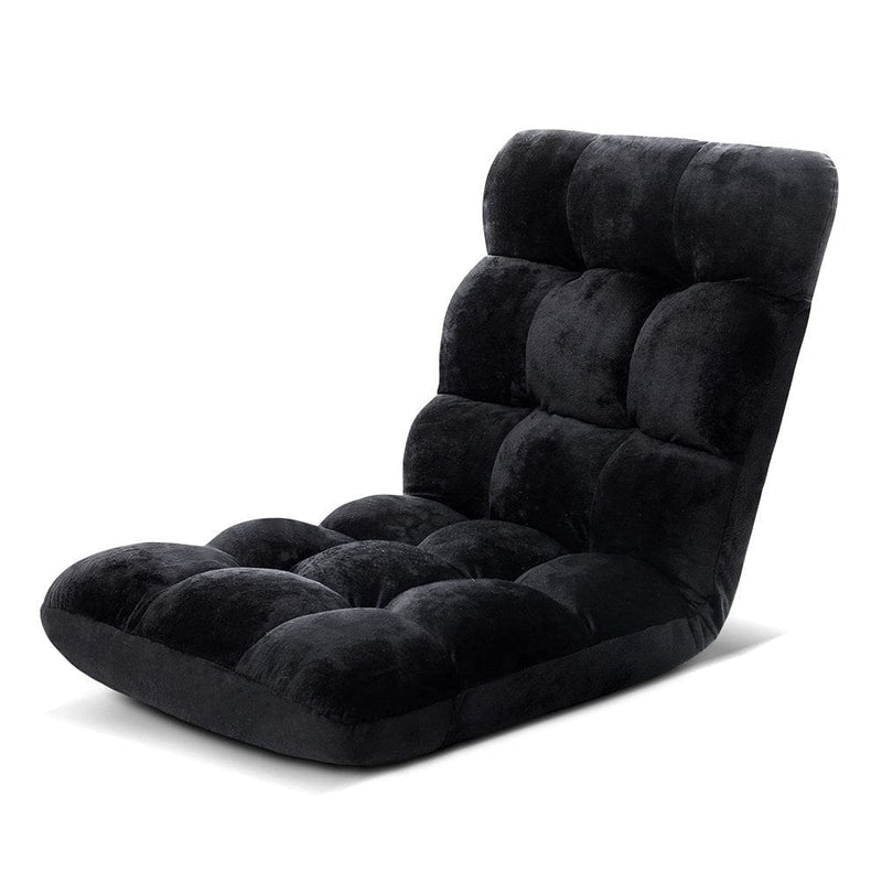 Artiss Lounge Sofa Bed Flannel Fabric Black