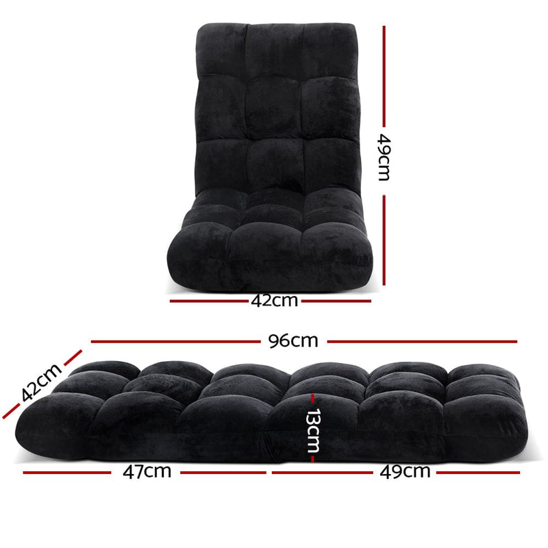 Artiss Lounge Sofa Bed Flannel Fabric Black